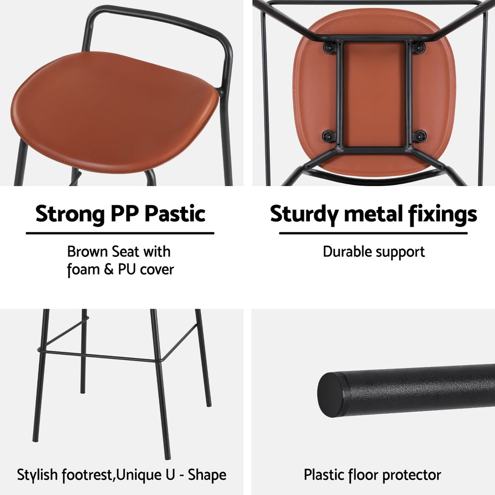 Ferris Metal Counter Stool (Set of 2) Brown