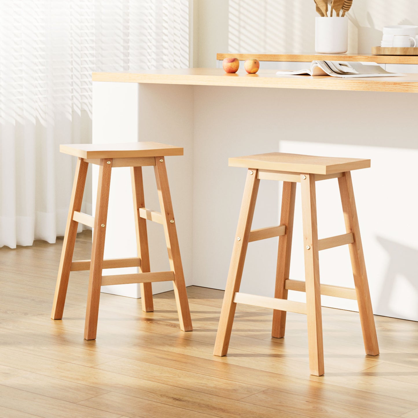 Yannick Wooden Counter Stool (Set of 2) Natural