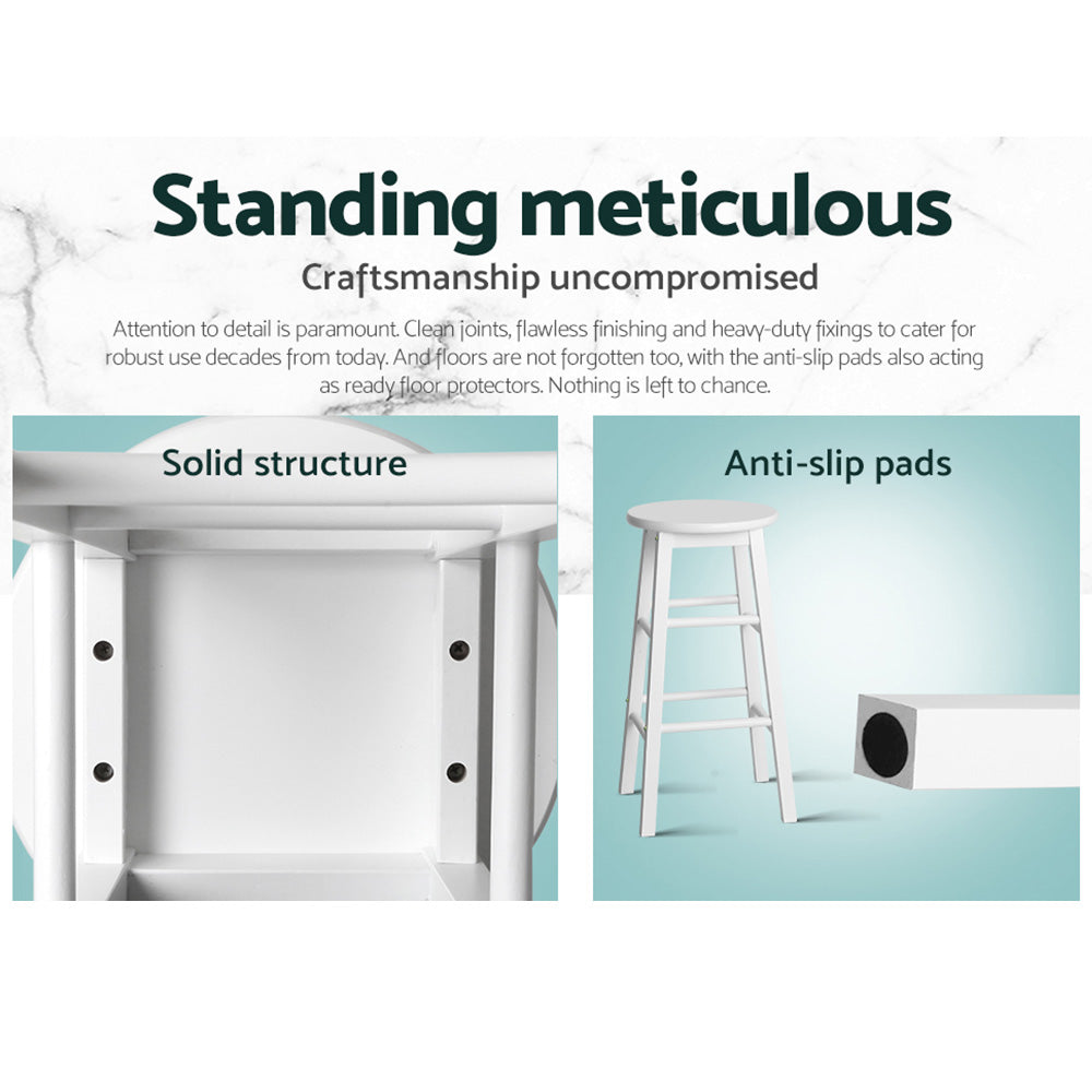 Heath Wooden Bar Stool (Set of 2) White