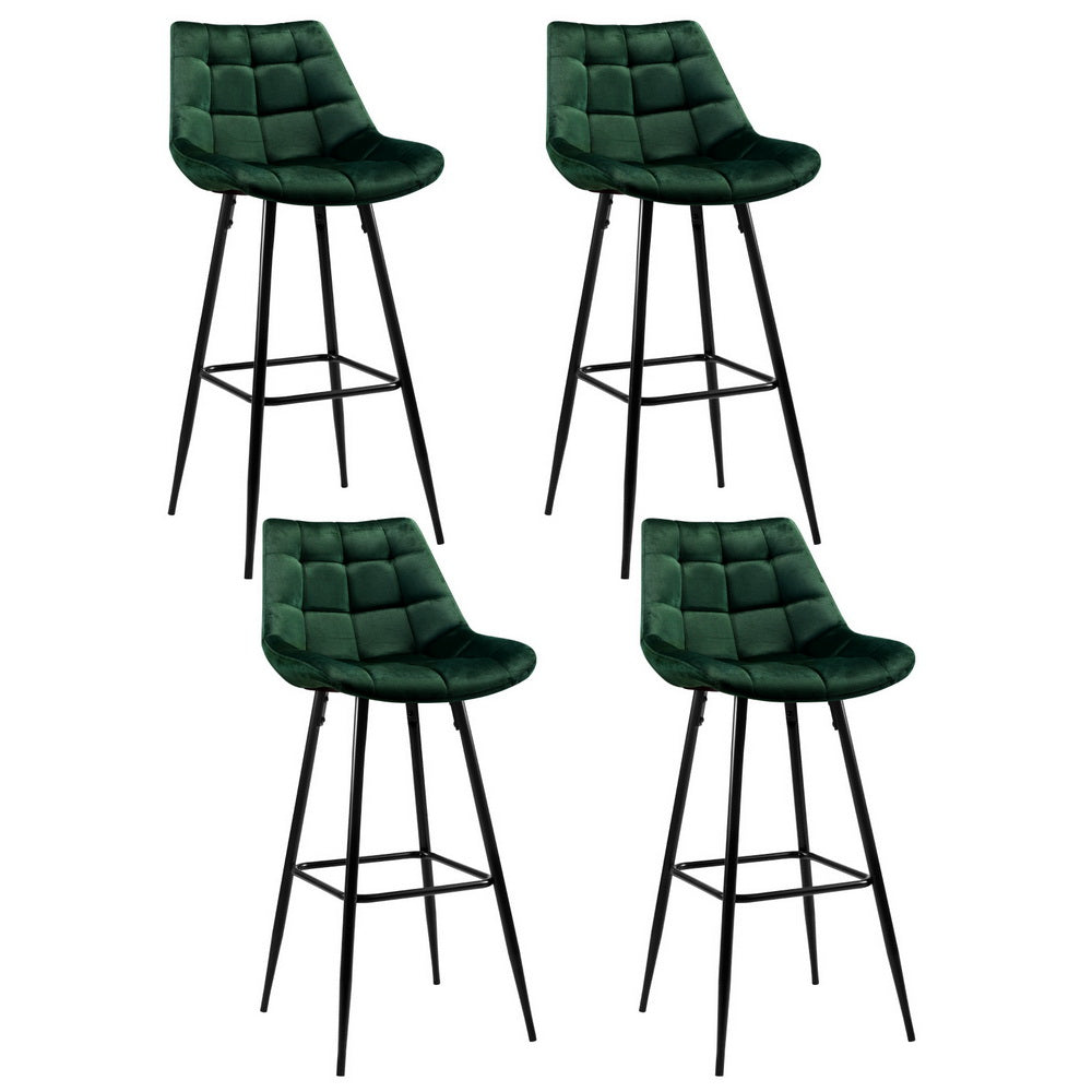 Jonas Velvet Bar Stool (Set of 4) Green