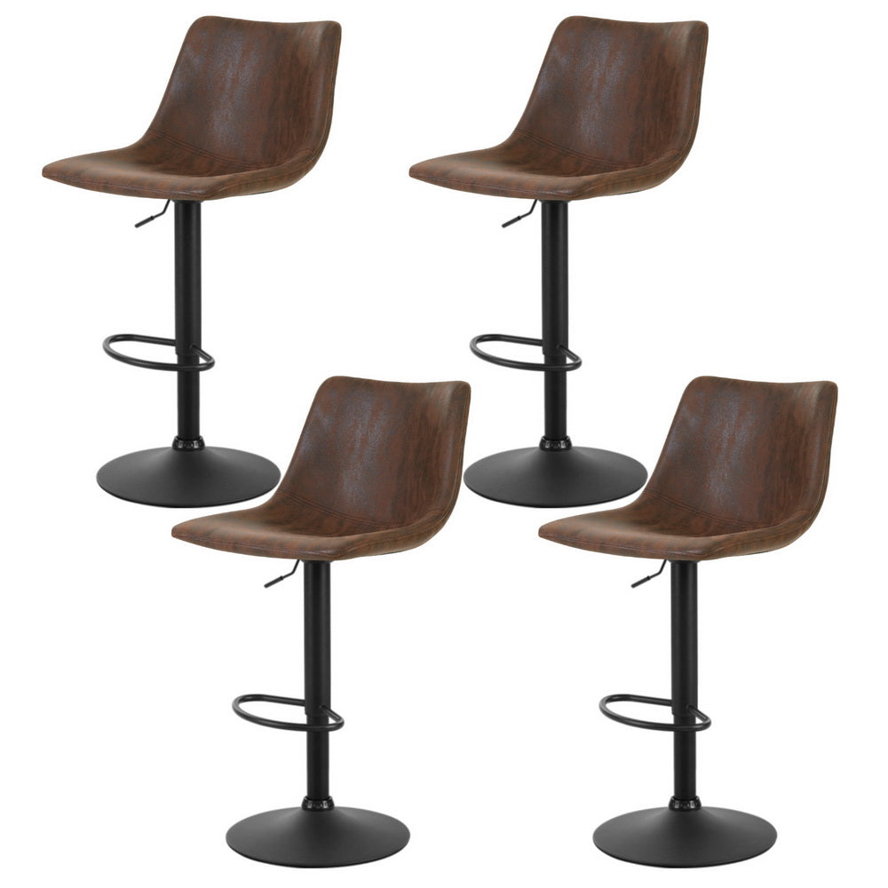 Mason Leather Bar Stool Swivel Adjustable (Set of 4) Brown