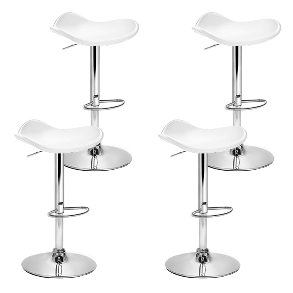 Voss Leather Bar Stool Adjustable (Set of 4) White