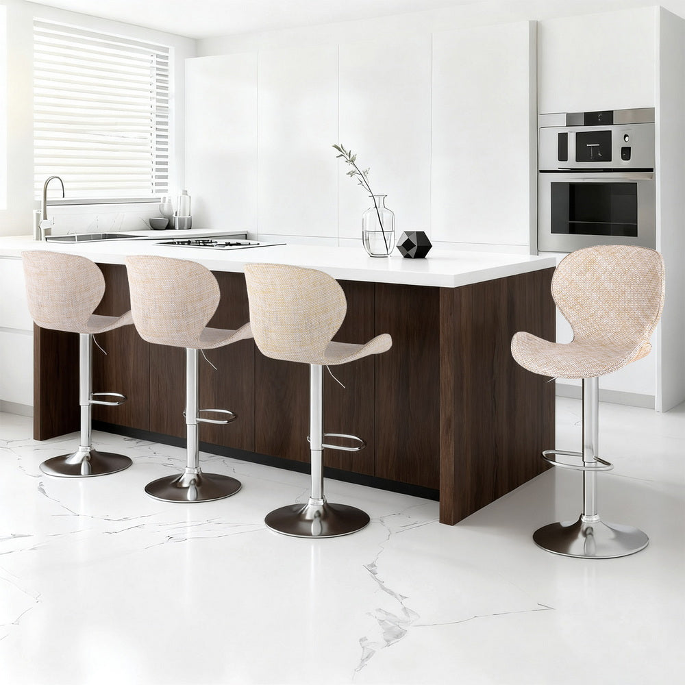 Urban Rattan Counter Stool Swivel Adjustable (Set of 4) Beige & Tan