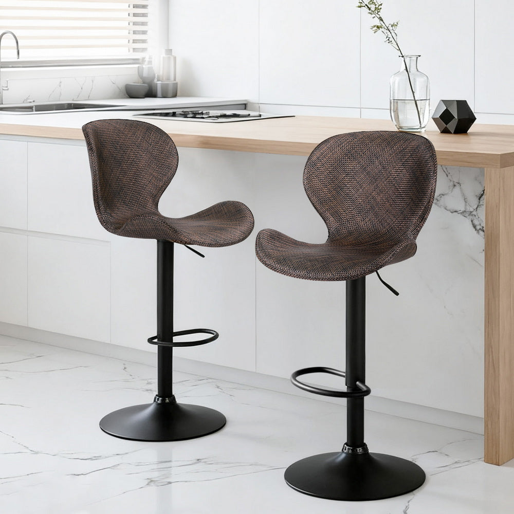Toby Rattan Counter Stool Swivel Adjustable (Set of 2) Brown & Tan