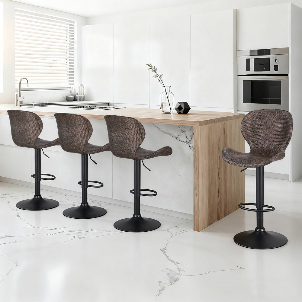 Greyson Rattan Counter Stool Swivel Adjustable (Set of 4) Brown & Tan