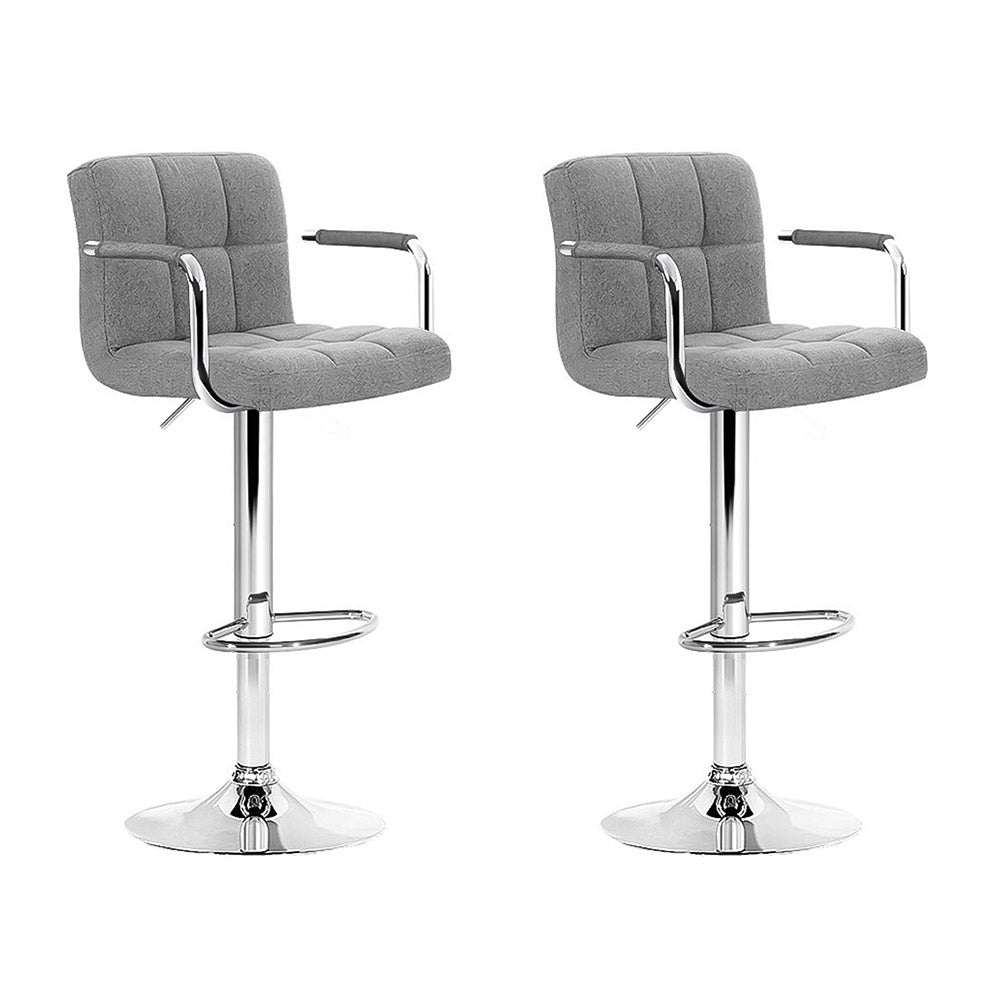 Ivan Fabric Bar Stool Adjustable with Armrest (Set of 2) Grey