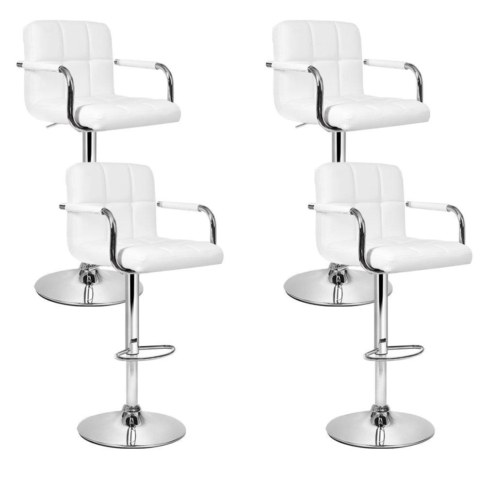 Fitz Leather Bar Stool Adjustable with Armrest (Set of 4) White