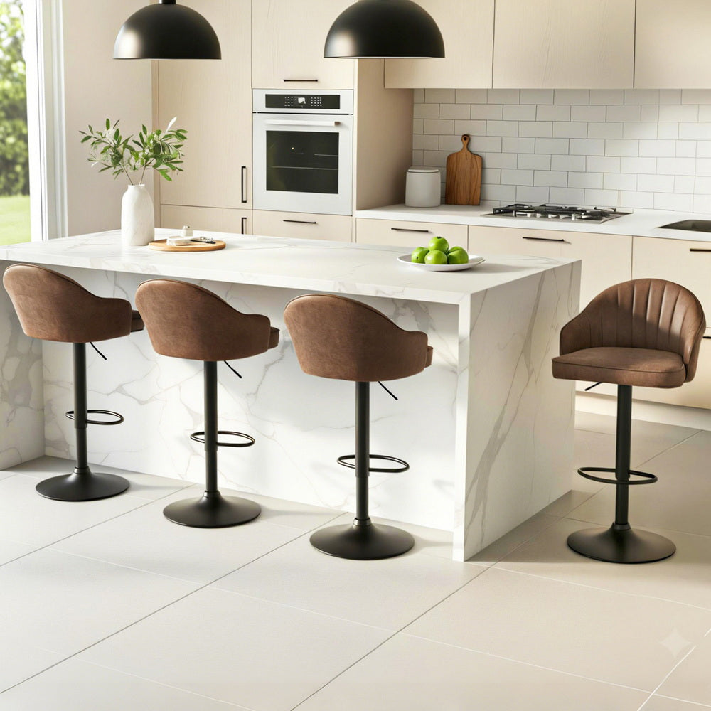 Orion Leather Counter Stool Swivel Adjustable (Set of 4) Brown