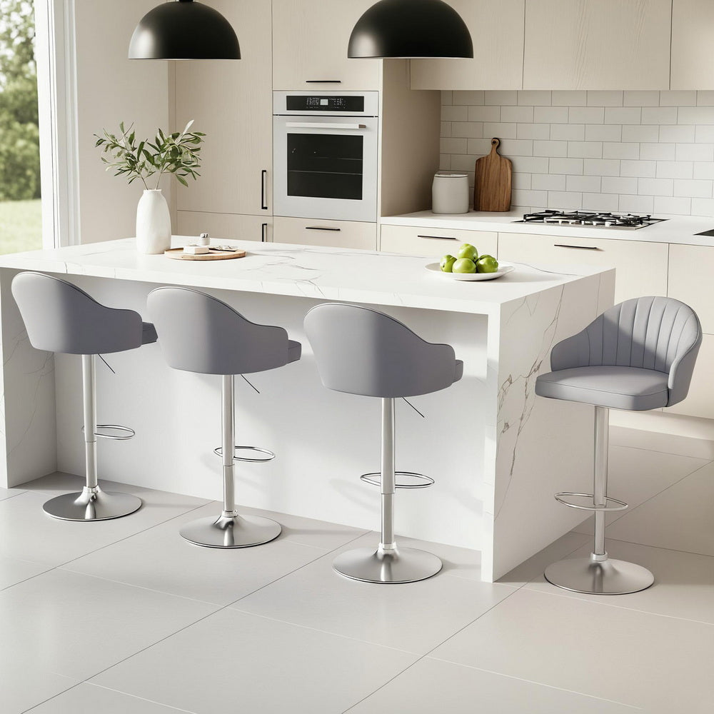 Dirk Leather Counter Stool Swivel Adjustable (Set of 4) Grey