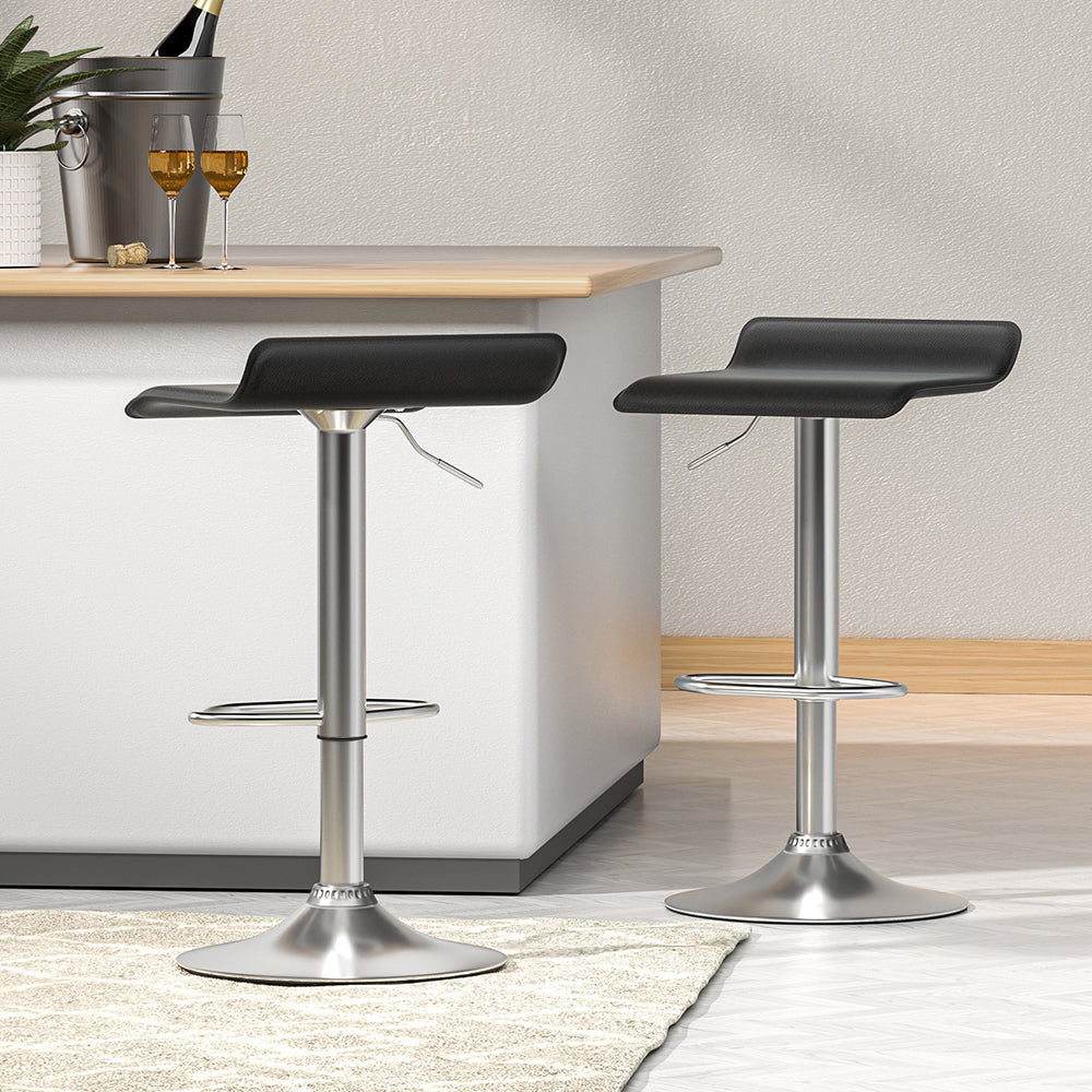 Ulani Leather Bar Stool (Set of 2) Black