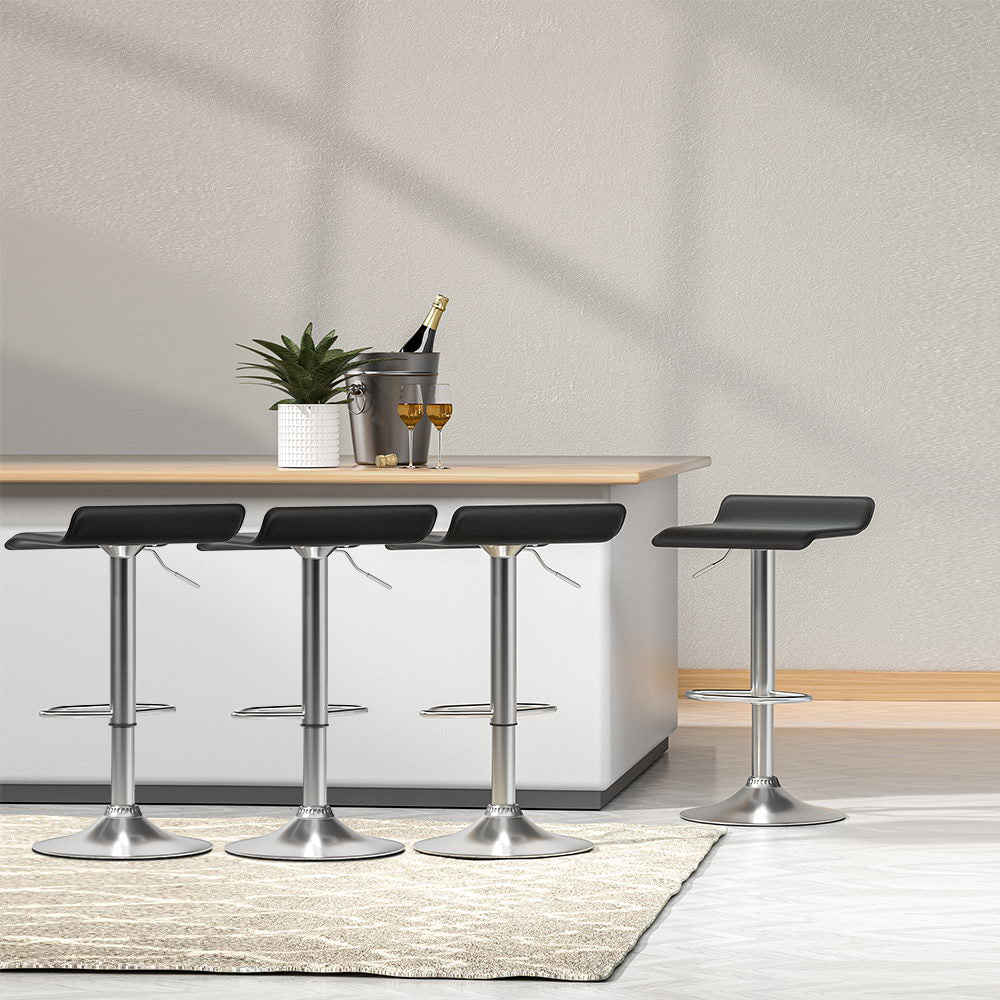 Kade Leather Bar Stool (Set of 4) Black