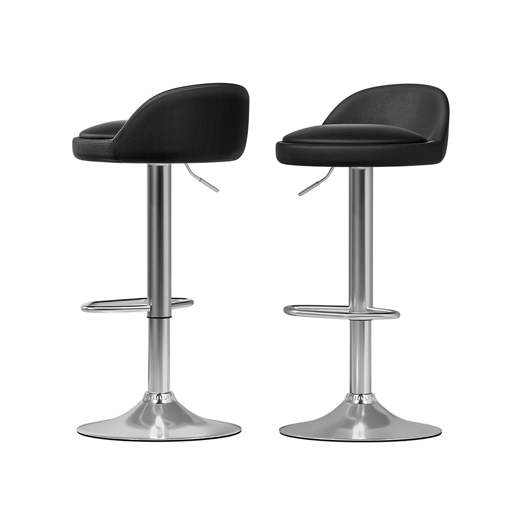 Zane Leather Bar Stool Adjustable (Set of 2) Black