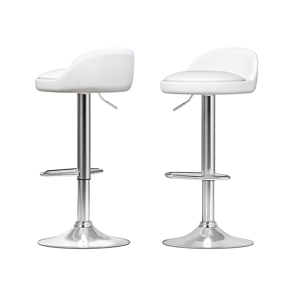 Ward Leather Bar Stool Adjustable (Set of 2) White