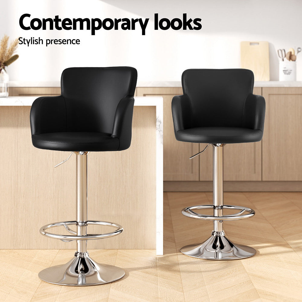 Ivy Leather Counter Stool Swivel Adjustable Black