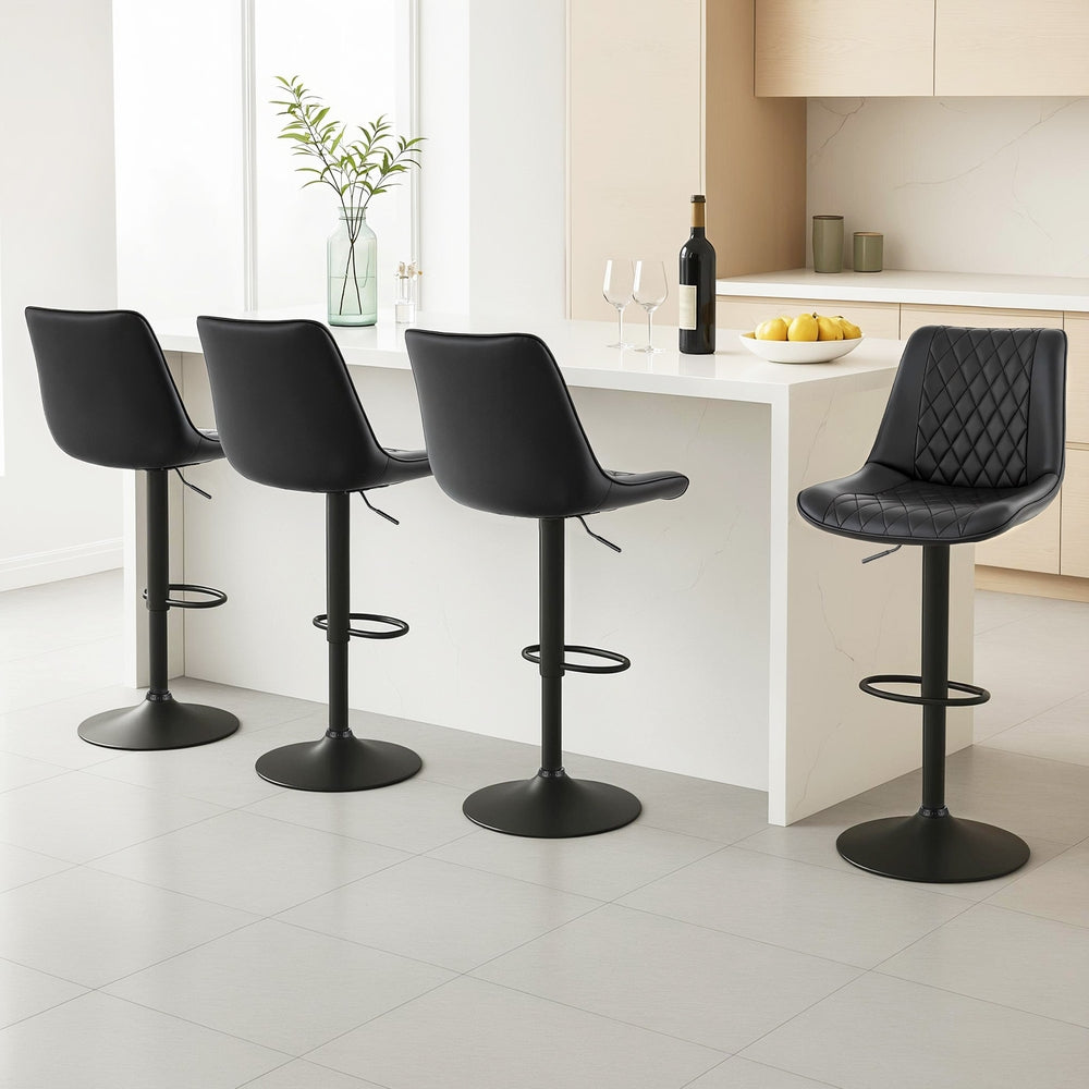 Zara Leather Counter Stool Swivel Adjustable (Set of 4) Black