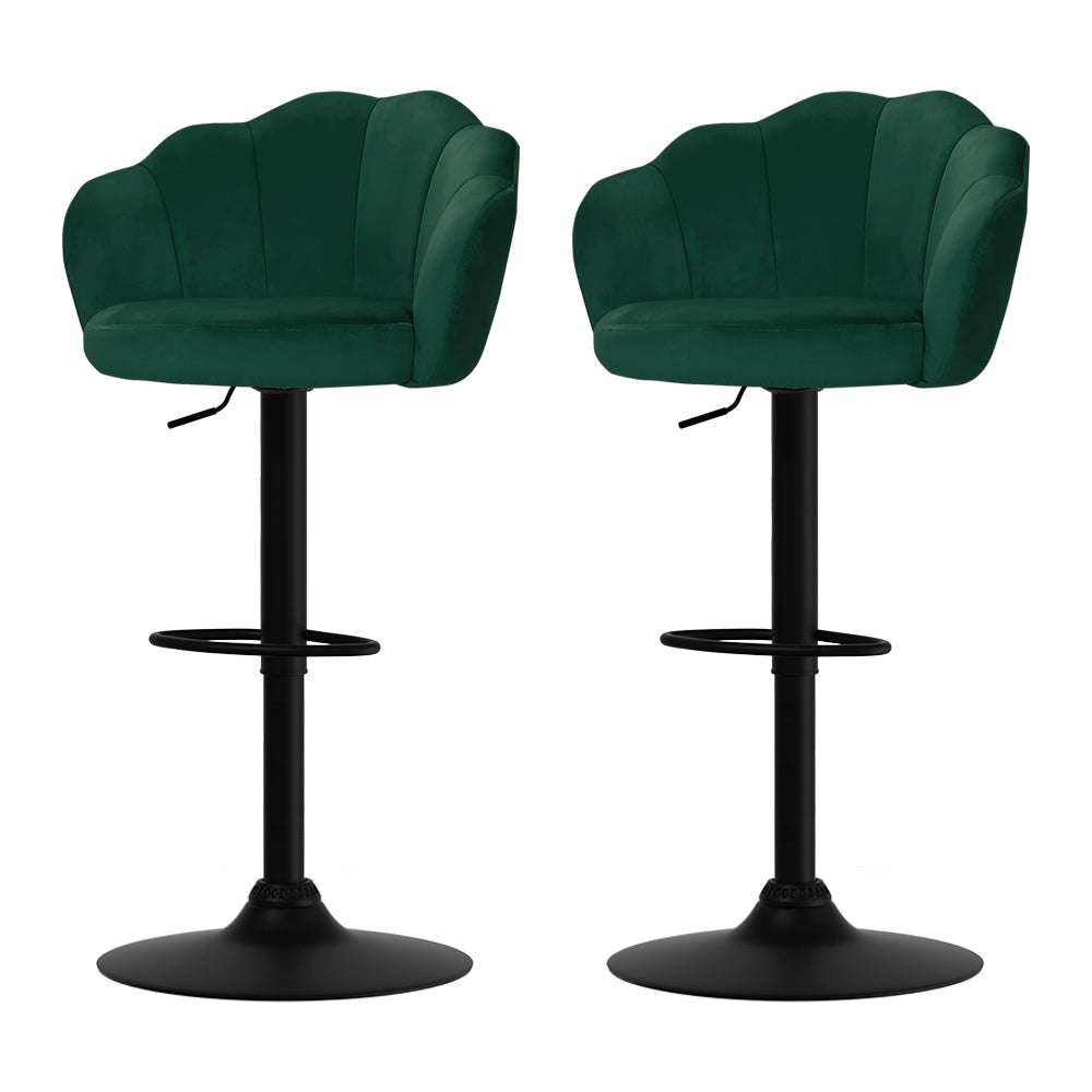 Wren Velvet Bar Stool Adjustable (Set of 2) Green