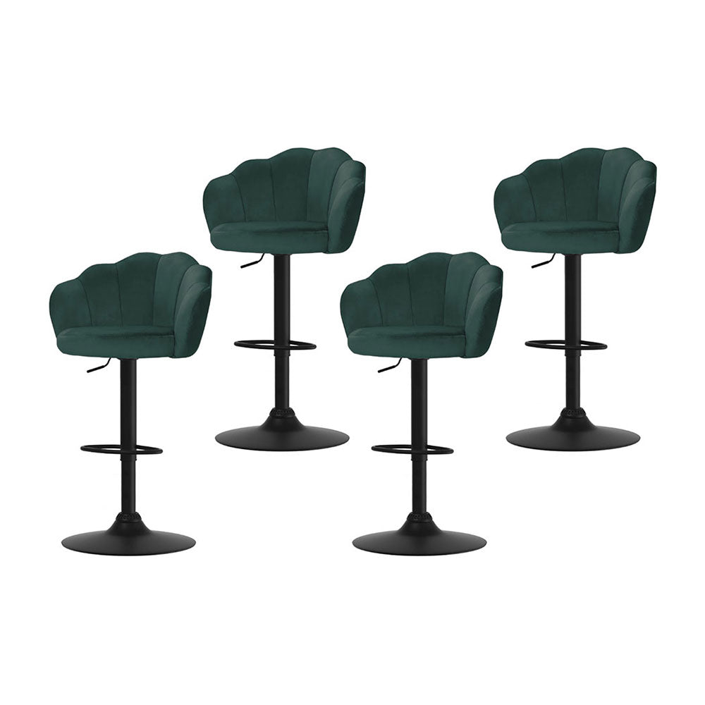 Yannick Velvet Bar Stool Adjustable (Set of 4) Green