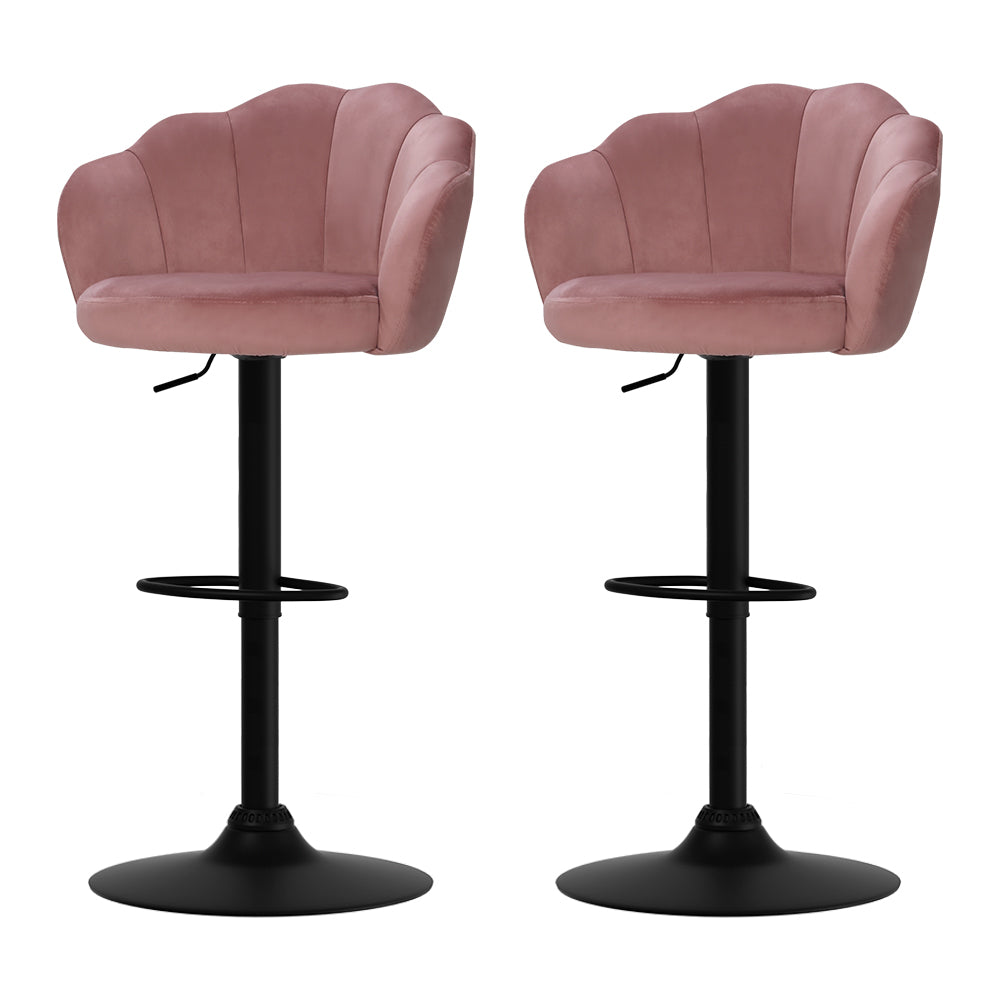 Xan Velvet Bar Stool Adjustable (Set of 2) Pink