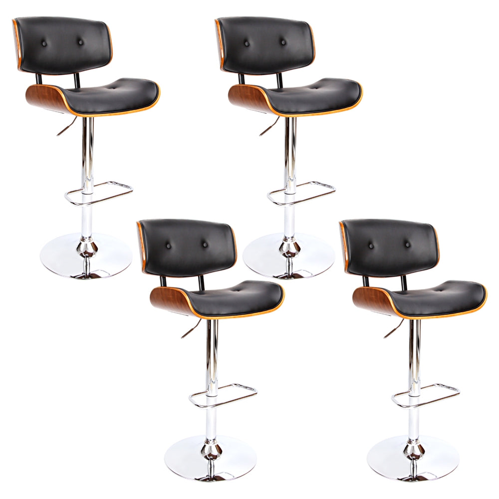 Nigel Leather Bar Stool Adjustable (Set of 4) Black