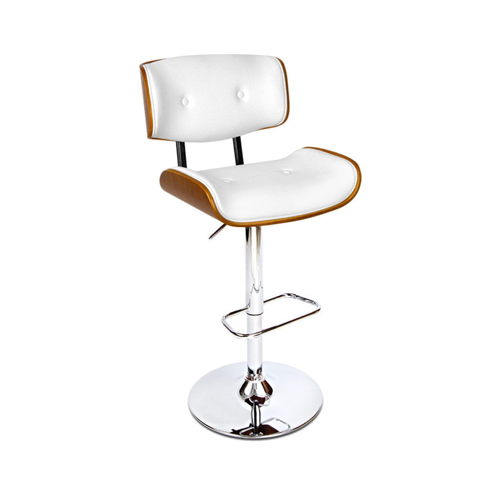 Lars Leather Bar Stool Adjustable White