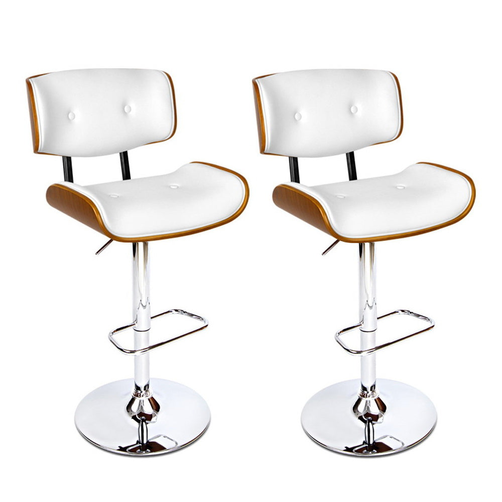 Jules Leather Bar Stool Adjustable (Set of 2) White