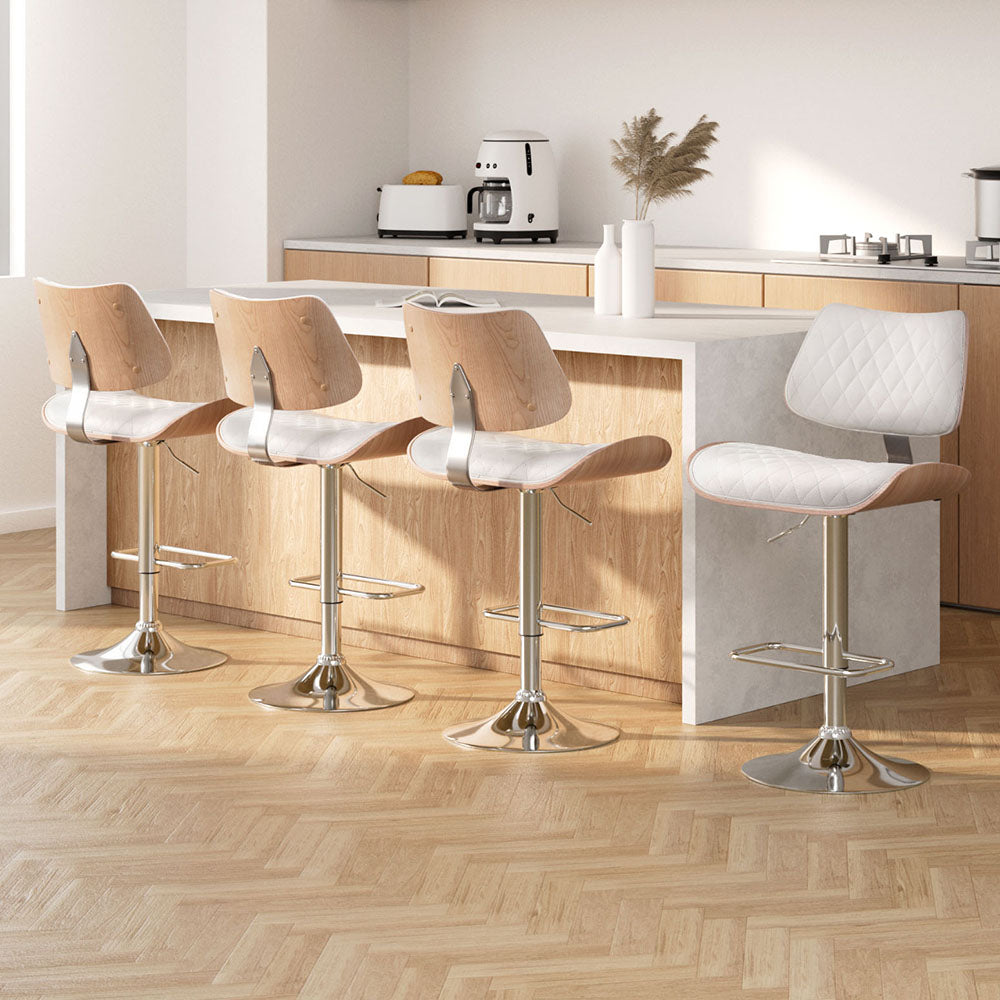 Emery Leather Dining Chair Adjustable (Set of 4) White