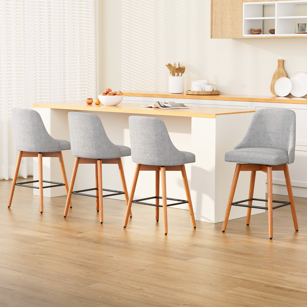 Vernon Wooden Bar Stool Swivel (Set of 4) Grey