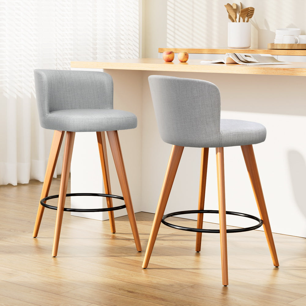 Zac Fabric Bar Stool Padded (Set of 2) Grey