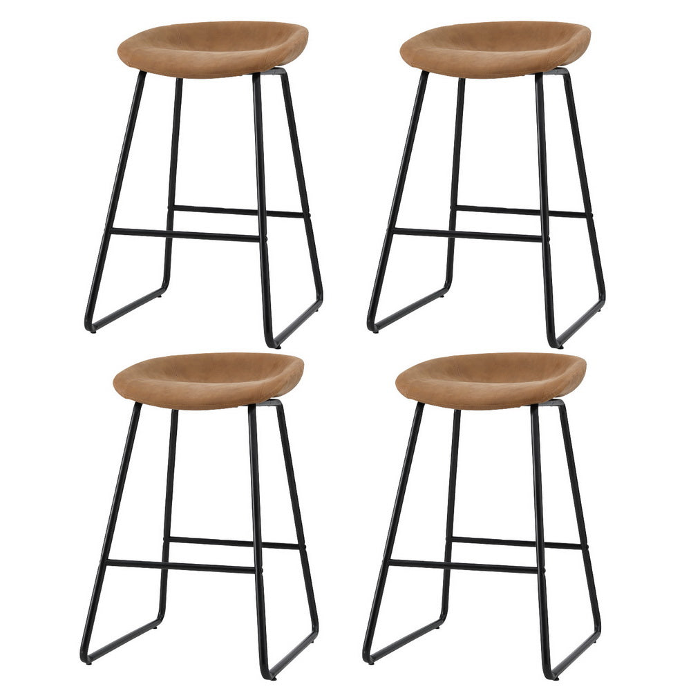 Sven Leather Counter Stool (Set of 4) Brown