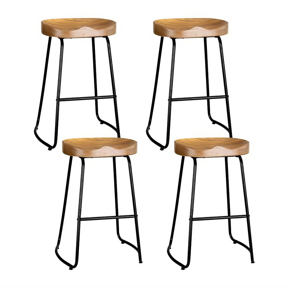 Ulrich Wooden Bar Stool Tractor Seat (Set of 4) 65cm