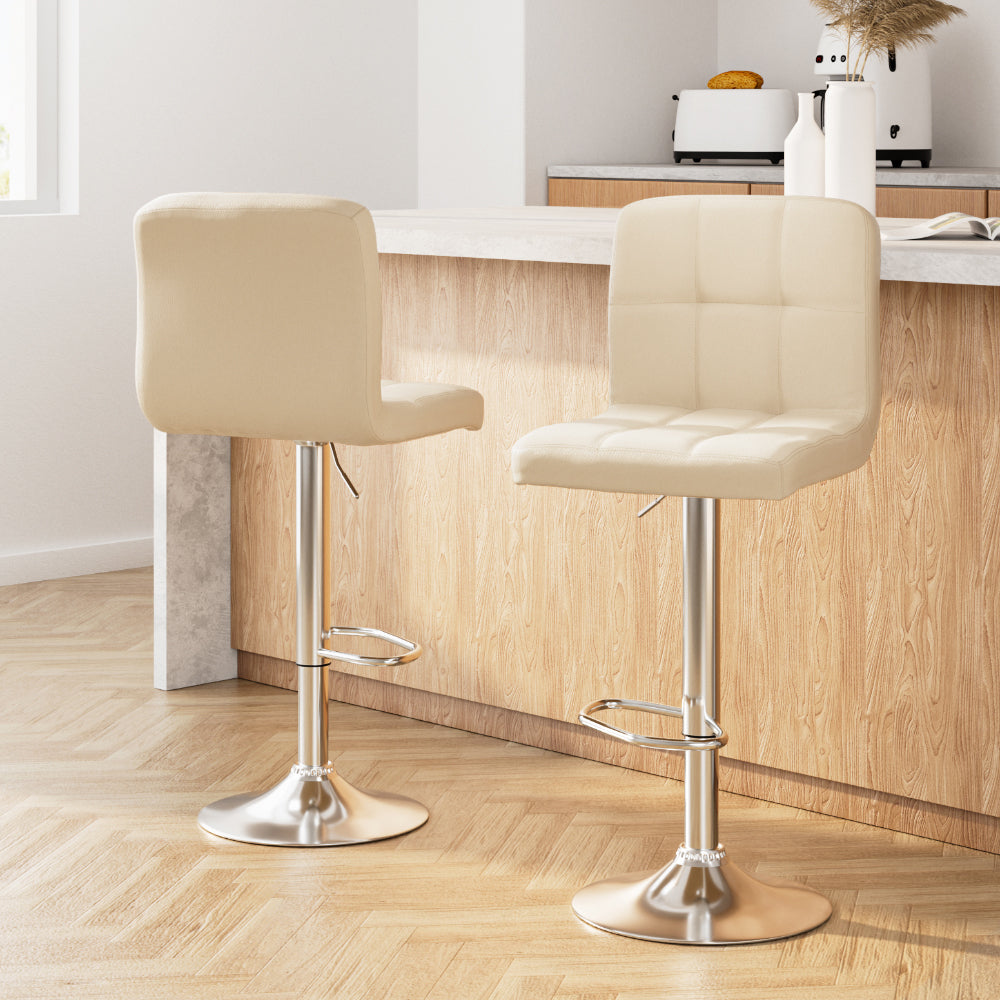 Jade Leather Bar Stool Adjustable (Set of 2) Beige