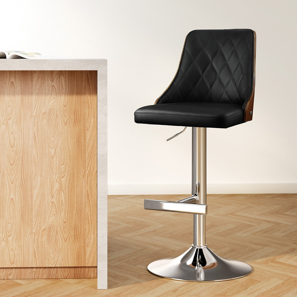 Zeke Leather Counter Stool Swivel Adjustable Black