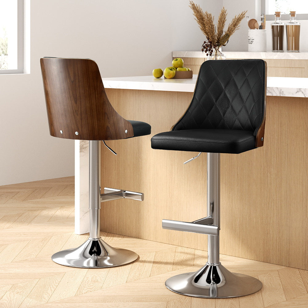 Willow Leather Counter Stool Swivel Adjustable (Set of 2) Black