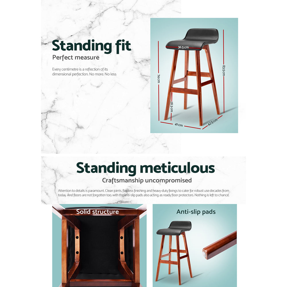 Callum Wooden Bar Stool (Set of 2) Black