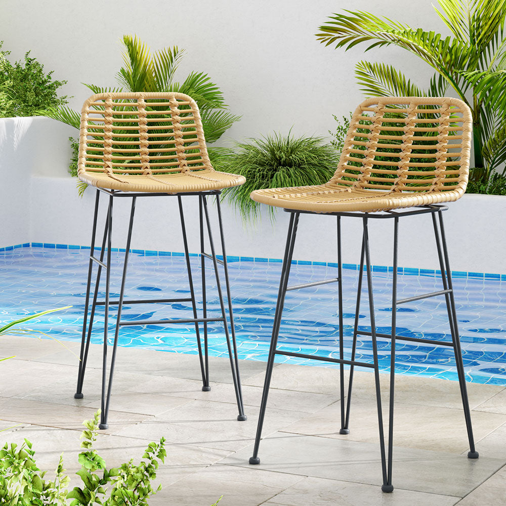 Birch Rattan Bar Stool (Set of 2) Tan