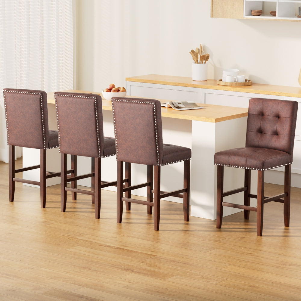 Zion Leather Counter Stool (Set of 4) Brown