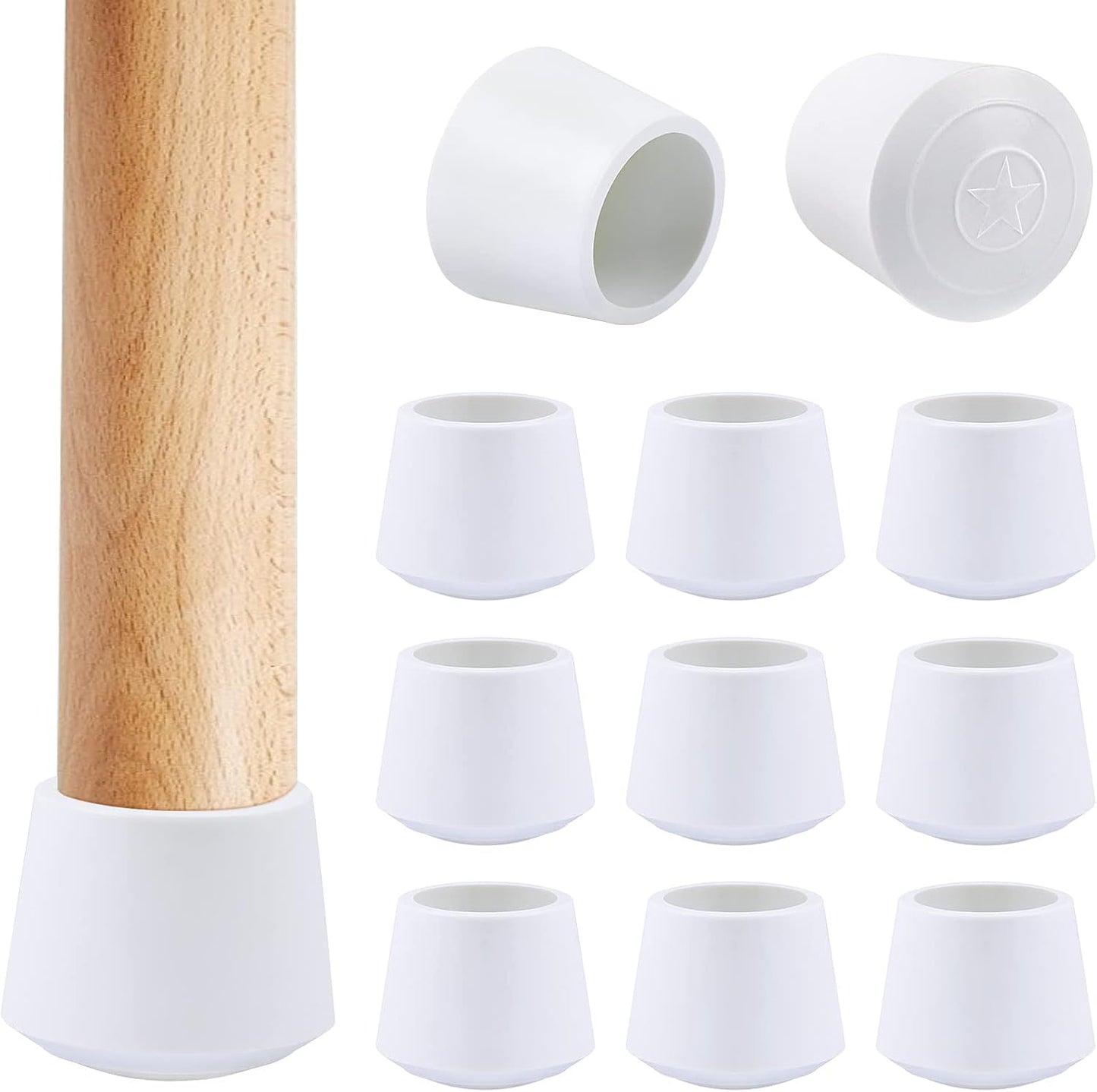 Chair Leg Tips Caps, 1 Inch Non Slip Rubber Bar Stool Caps 16 Pcs Furniture Feet Covers for Floor Protection, White inches