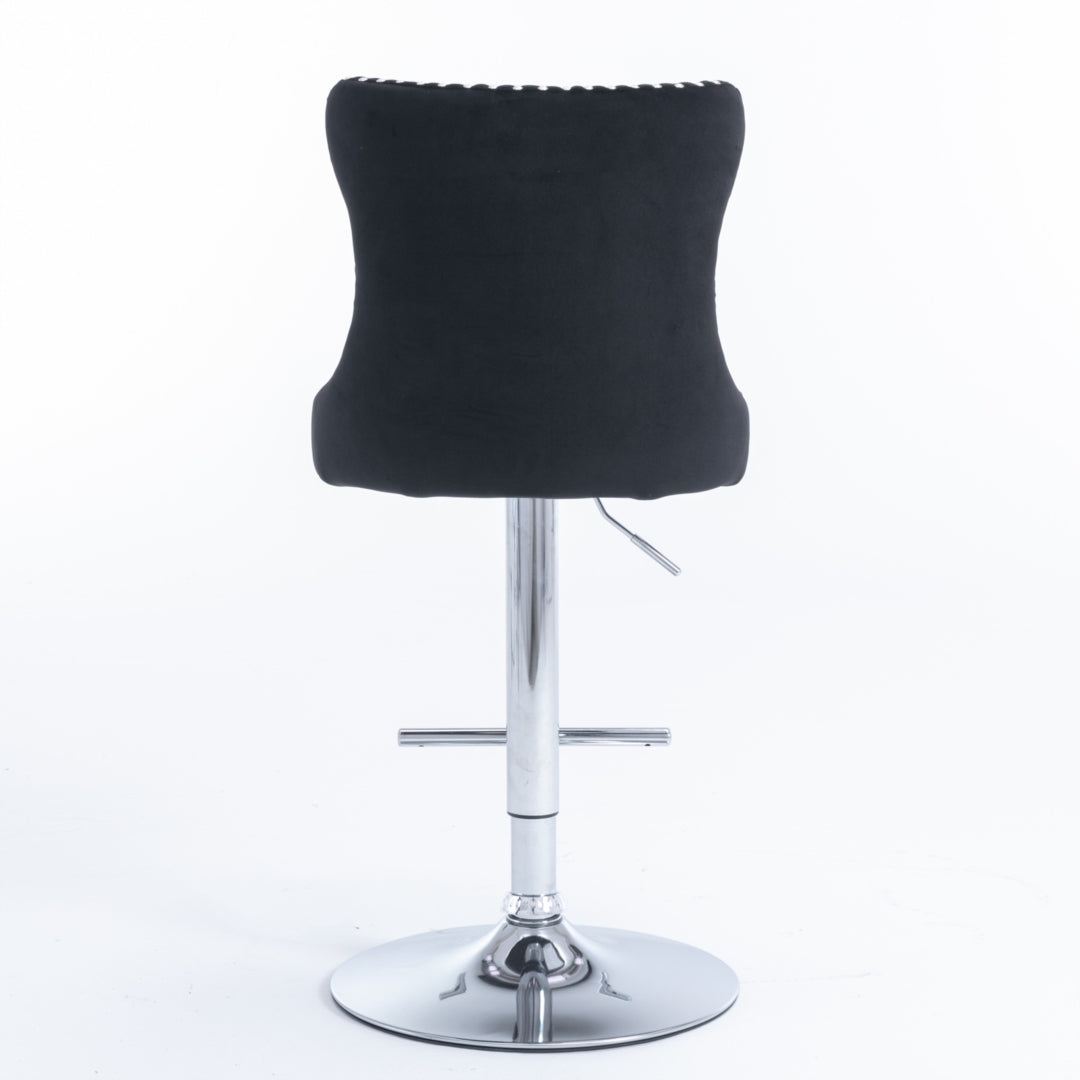 Oak Velvet Bar Table Swivel Adjustable (Set of 2) Black