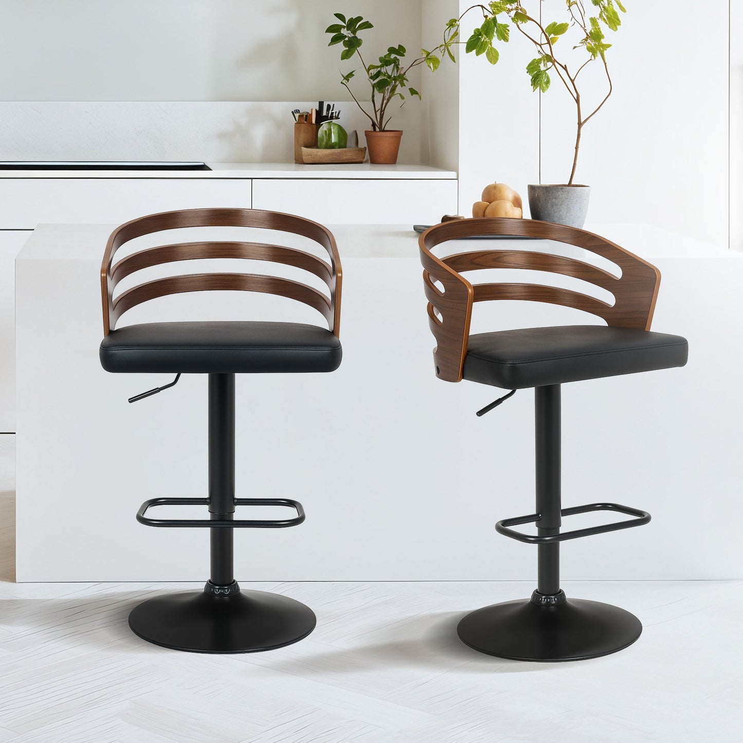 Abel Wooden Bar Table Swivel Adjustable (Set of 2) Walnut