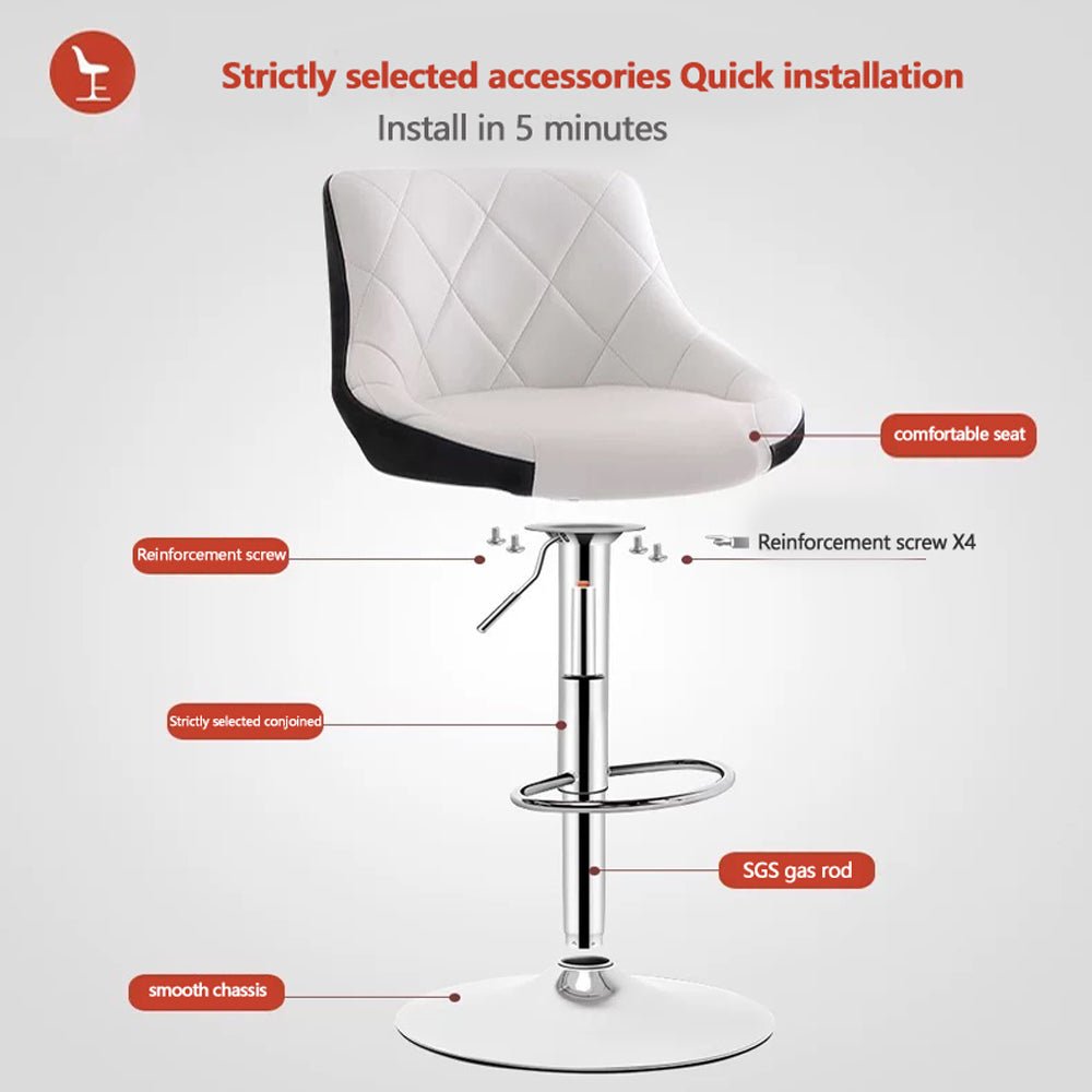 Vince Leather Counter Stool Swivel Adjustable (Set of 2) White