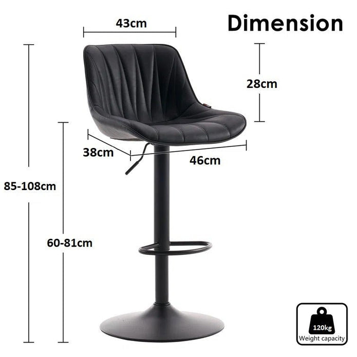 Henk Leather Bar Table Swivel Adjustable (Set of 2) Black & Red