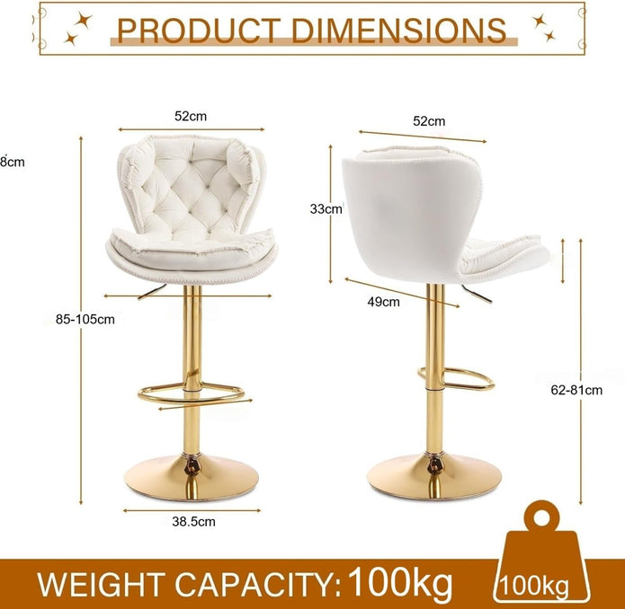 Gray Velvet Counter Stool Swivel Adjustable (Set of 2) Red
