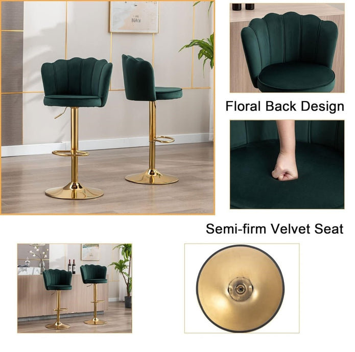 Otto Velvet Counter Stool Swivel Adjustable (Set of 2) Red & Green