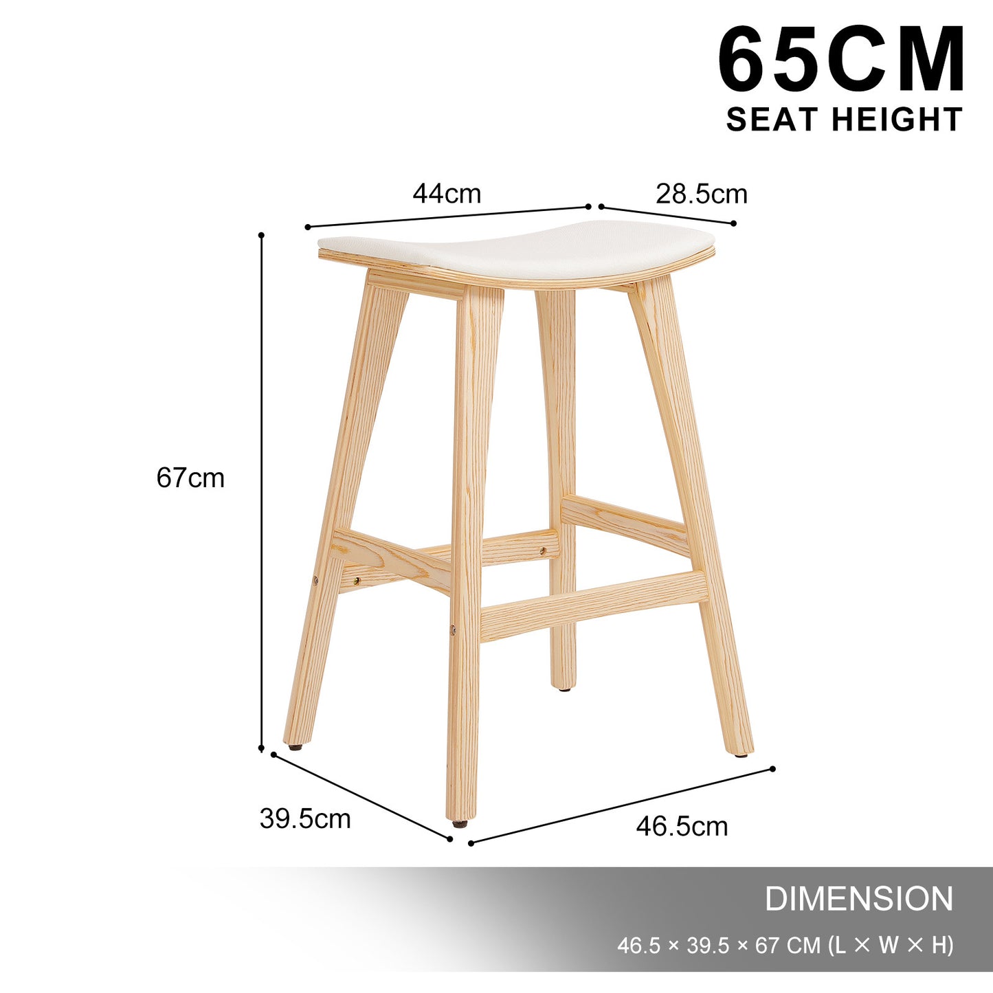 Remy Fabric Dining Chair Padded (Set of 2) Beige 65cm