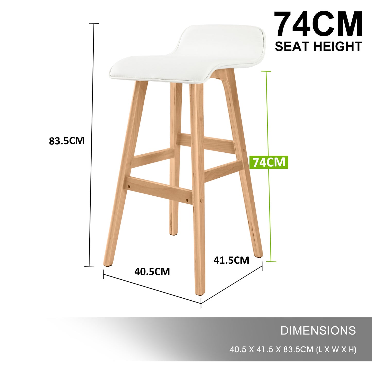Marc Leather Dining Chair (Set of 4) White 74cm