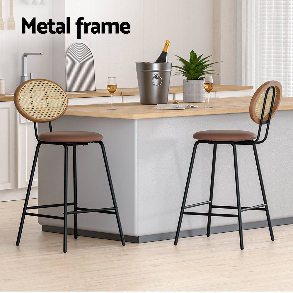 Blake Leather Bar Stool (Set of 2) Brown