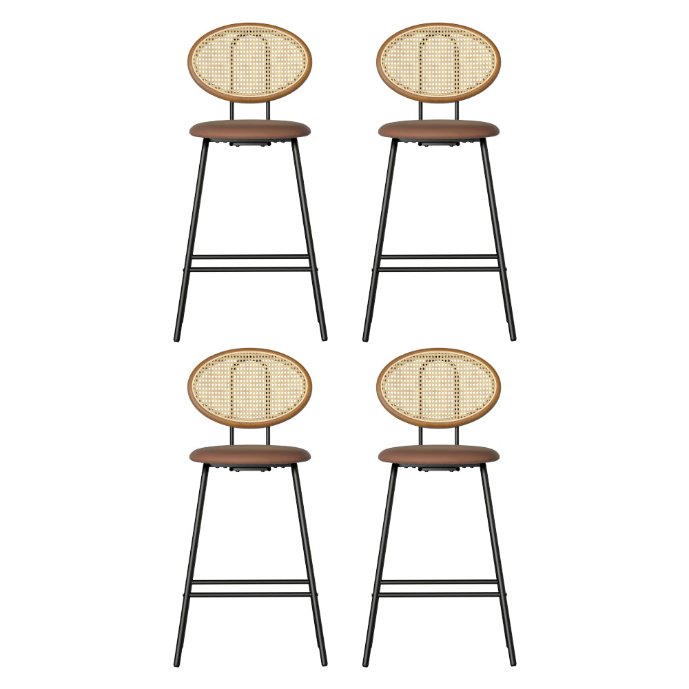 Monty Leather Bar Stool (Set of 4) Brown