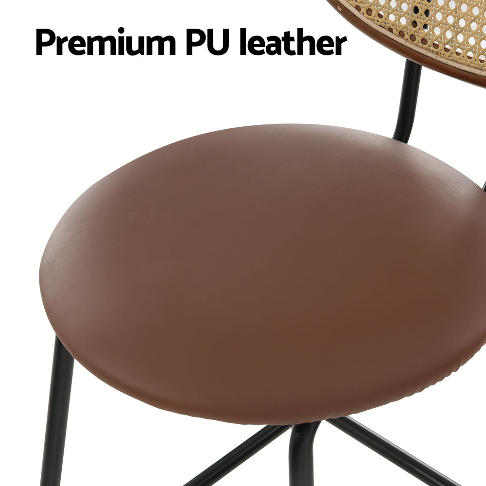 Monty Leather Bar Stool (Set of 4) Brown