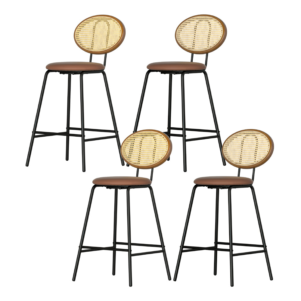 Monty Leather Bar Stool (Set of 4) Brown