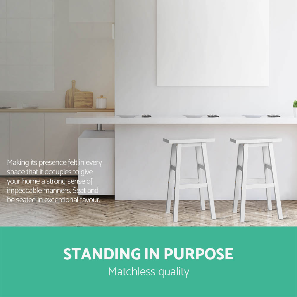 Atlas Wooden Counter Stool (Set of 2) White